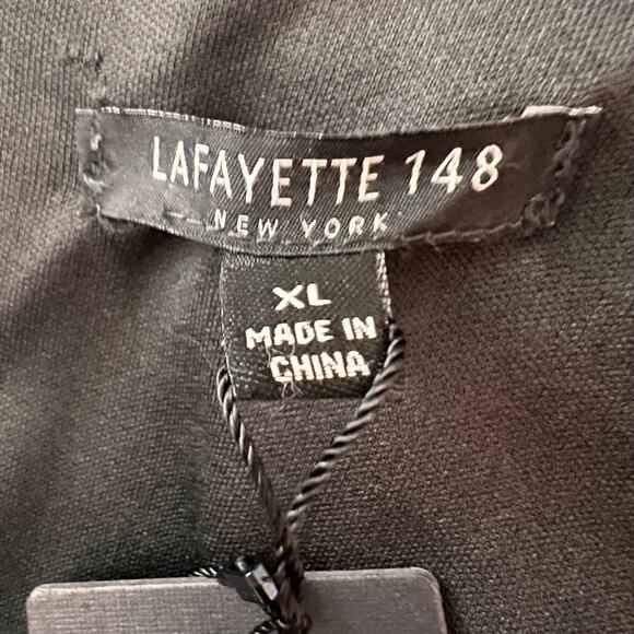 Lafayette 148 NY Black Dress V Neck Bell Sleeve Knee Length Sheath XL NWT - Picture 6 of 10